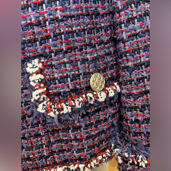 Chanel F/W 2013, Red, Ivory & Navy Tweed Blazer Size FR 34//US Small - Picture 8 of 11